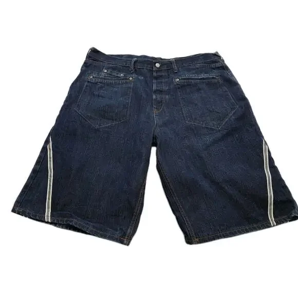 Evisu Y2K Denim Shorts Dark Blue Size 44 Vintage Heritage - Picture 2 of 15